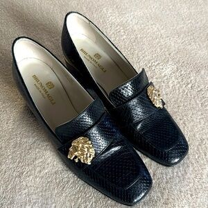 Bruno Magli Clarence Snakeskin Embossed Leather Loafer. Size 39EU/8.5 M